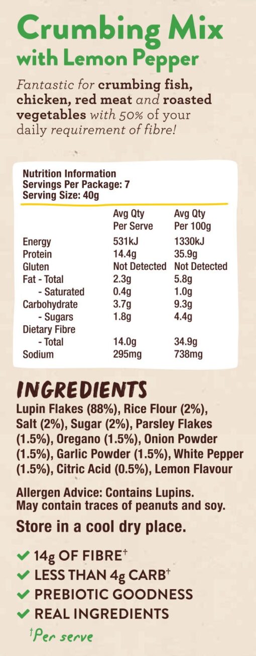 crumbing mix with lemon pepper nutritional information