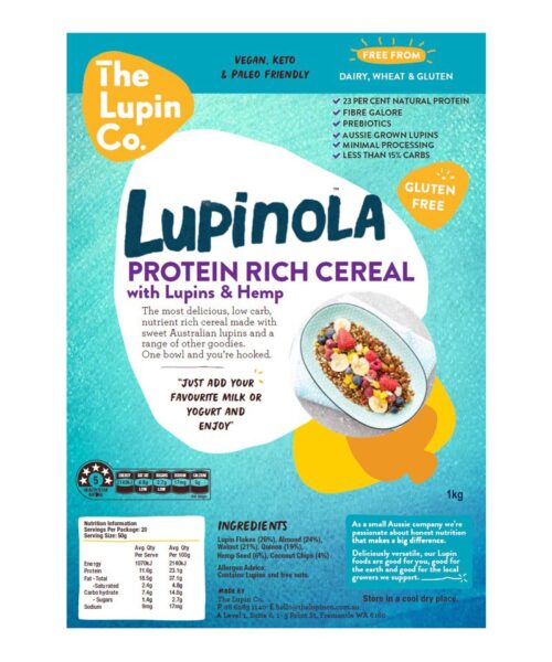 Lupinola Protein Rich Cereal Packaging