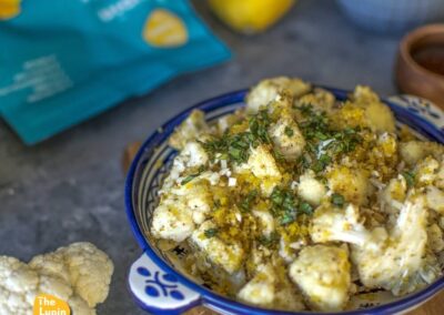 Lupin Crusted Roast Cauliflower Salad