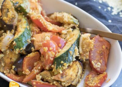 Warm Lupin and Mediterranean Roast Vegetable Salad
